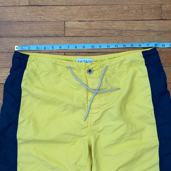 SALTBOX Yellow Navy Colorblock Swim Trunks XL Beach Board Shorts - Picture 5 of 8